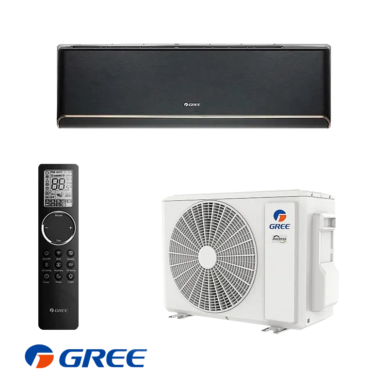 GREE crni klima uređaj Airy GWH18AVDXE-K6DNA1A/I + GWH18AVDXE-K6DNA1A/O / 5,0 kW